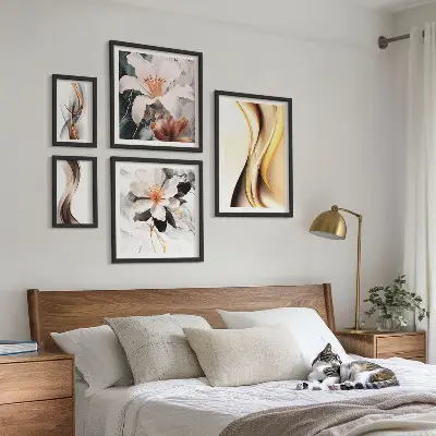Galeria de quadros para parede com flores abstratas elegantes