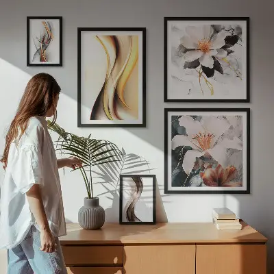 Galeria de quadros para parede com flores abstratas elegantes