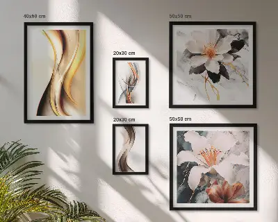 Galeria de quadros para parede com flores abstratas elegantes