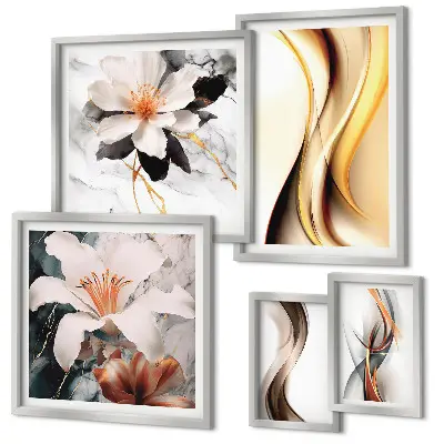 Galeria de quadros para parede com flores abstratas elegantes