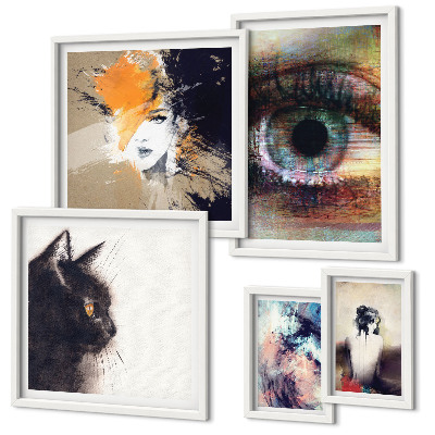 Conjunto de 5 quadros com moldura Retratos abstratos da arte moderna