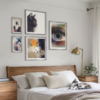 Conjunto de 5 quadros com moldura Retratos abstratos da arte moderna