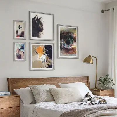 Conjunto de 5 quadros com moldura retratos de arte moderna abstrata