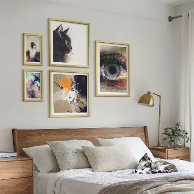 Conjunto de 5 quadros com moldura retratos de arte moderna abstrata