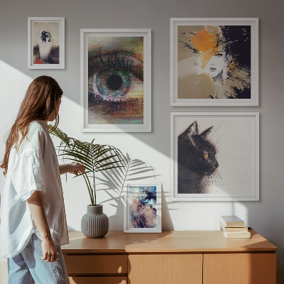 Conjunto de 5 quadros com moldura Retratos abstratos da arte moderna