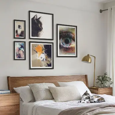 Conjunto de 5 quadros com moldura retratos de arte moderna abstrata