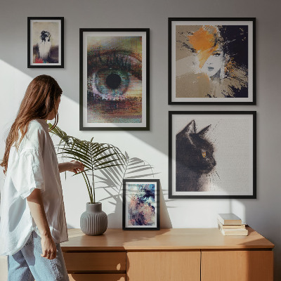 Conjunto de 5 quadros com moldura Retratos abstratos da arte moderna