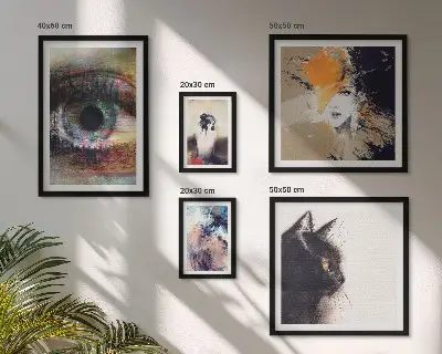 Conjunto de 5 quadros com moldura retratos de arte moderna abstrata