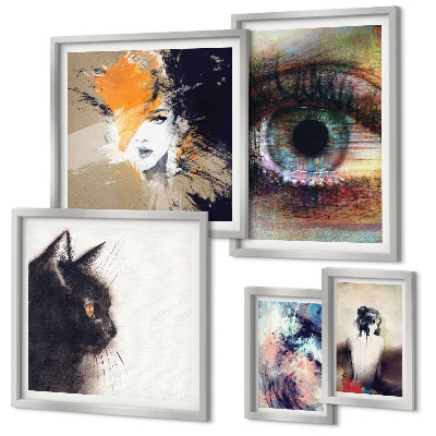Conjunto de 5 quadros com moldura Retratos abstratos da arte moderna