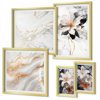 Galeria de parede estampa de mármore floral