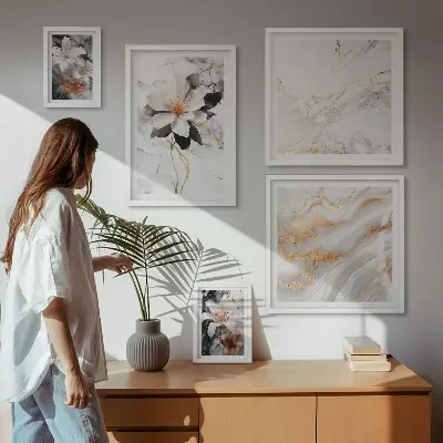 Galeria de parede estampa de mármore floral