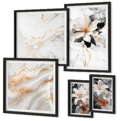Galeria de parede estampa de mármore floral