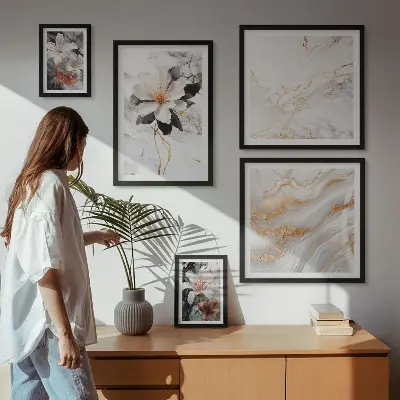 Galeria de parede estampa de mármore floral