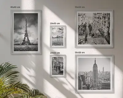 Conjunto de 5 quadros com moldura com ícones de paisagens urbanas arquitetônicas