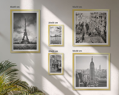 Conjunto de 5 quadros com moldura ícones arquitetônicos de paisagens urbanas