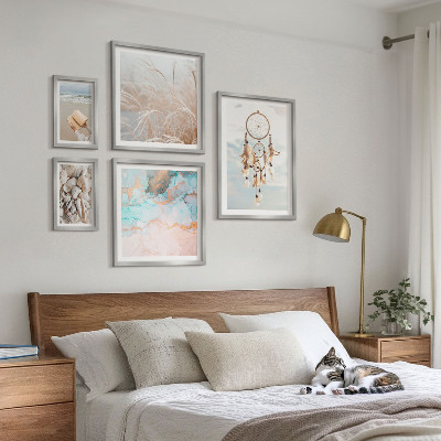 Conjunto de 5 quadros decorativos Sonhos boho praia natureza