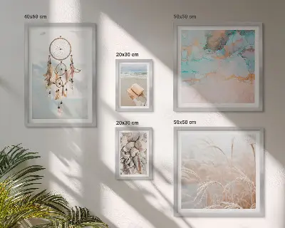 Conjunto de 5 quadros decorativos com temática de sonhos boho, praia e natureza