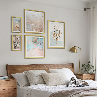 Conjunto de 5 quadros decorativos Sonhos boho praia natureza