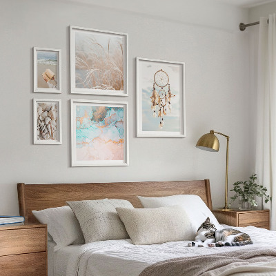 Conjunto de 5 quadros decorativos Sonhos boho praia natureza