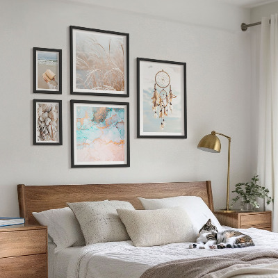 Conjunto de 5 quadros decorativos Sonhos boho praia natureza