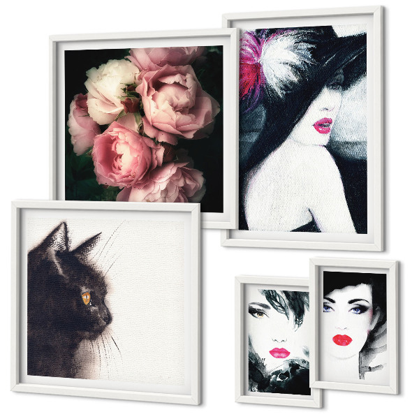 Galeria de parede Retratos elegantes de mulheres com rosas