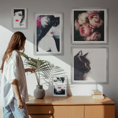 Galeria de parede Retratos elegantes de mulheres com rosas