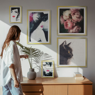 Galeria de parede Retratos elegantes de mulheres com rosas