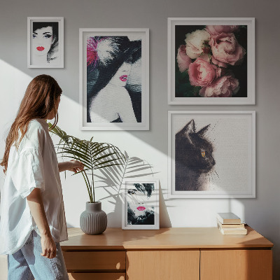 Galeria de parede Retratos elegantes de mulheres com rosas