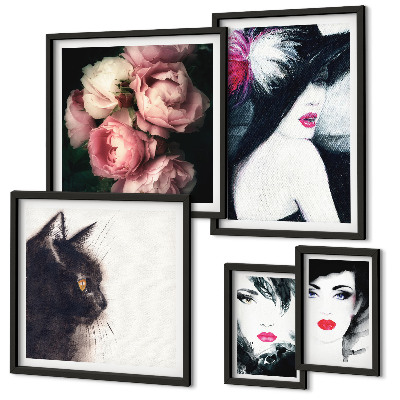 Galeria de parede Retratos elegantes de mulheres com rosas