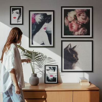 Galeria de parede Retratos elegantes de mulheres com rosas
