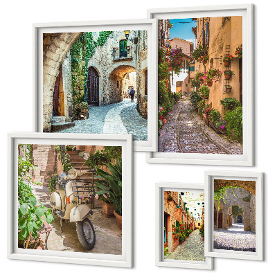 Parede galeria de quadros Ruas encantadoras com flores