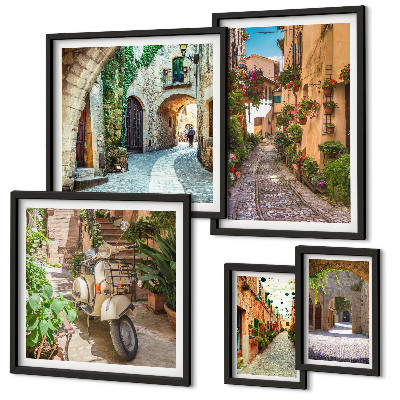 Parede galeria de quadros Ruas encantadoras com flores