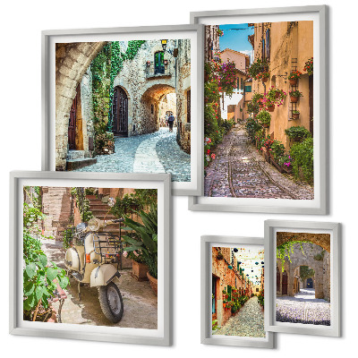 Parede galeria de quadros Ruas encantadoras com flores