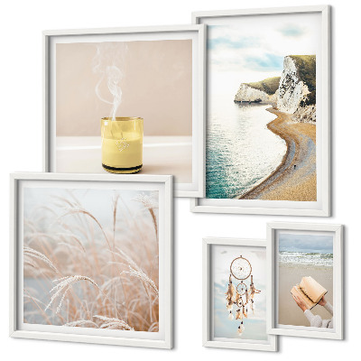 Conjunto de 5 quadros com moldura Temas relaxantes para livros