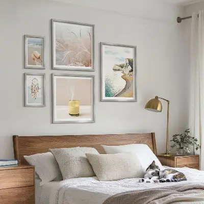 Conjunto de 5 quadros com moldura com temas relaxantes para livros