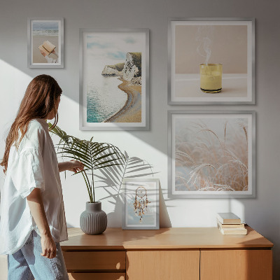 Conjunto de 5 quadros com moldura Temas relaxantes para livros