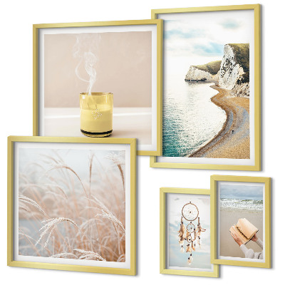 Conjunto de 5 quadros com moldura Temas relaxantes para livros