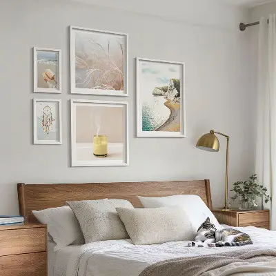 Conjunto de 5 quadros com moldura com temas relaxantes para livros
