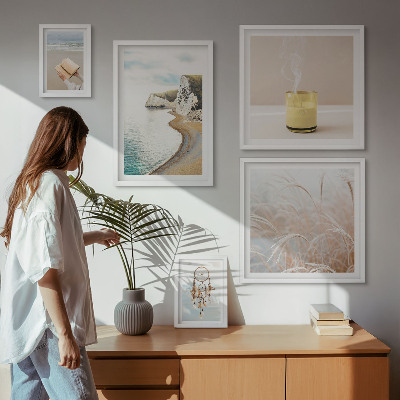 Conjunto de 5 quadros com moldura Temas relaxantes para livros