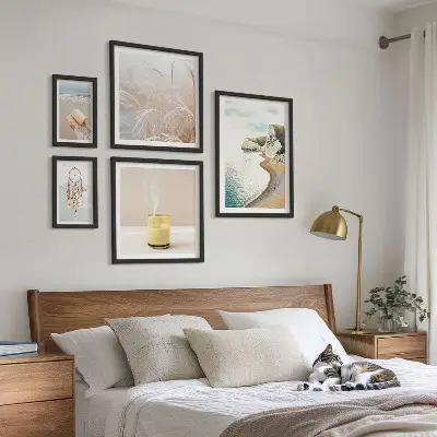 Conjunto de 5 quadros com moldura com temas relaxantes para livros