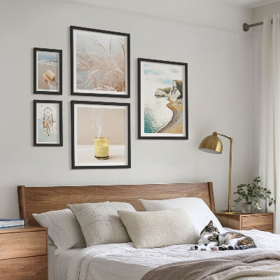 Conjunto de 5 quadros com moldura Temas relaxantes para livros