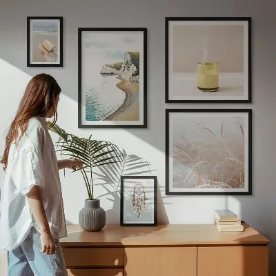 Conjunto de 5 quadros com moldura com temas relaxantes para livros