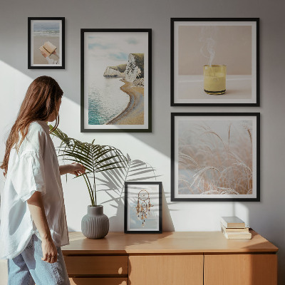 Conjunto de 5 quadros com moldura Temas relaxantes para livros
