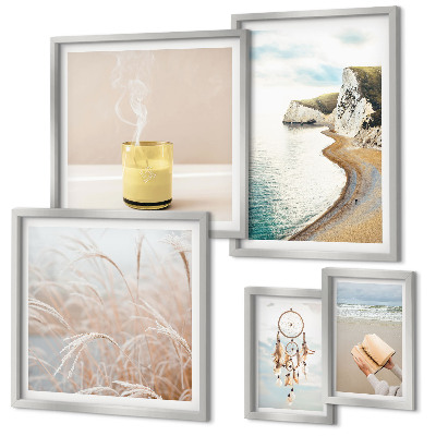 Conjunto de 5 quadros com moldura Temas relaxantes para livros