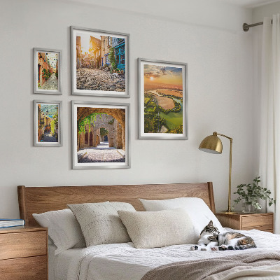 Conjunto de 5 quadros decorativos Ruas encantadoras e pitorescas