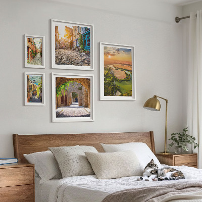 Conjunto de 5 quadros decorativos Ruas encantadoras e pitorescas