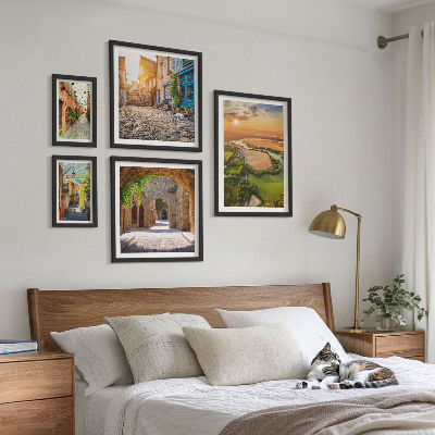Conjunto de 5 quadros decorativos Ruas encantadoras e pitorescas