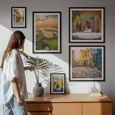 Conjunto de 5 quadros decorativos Ruas encantadoras e pitorescas