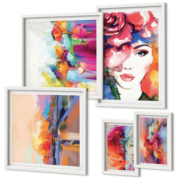 Parede galeria de quadros Retratos abstratos coloridos