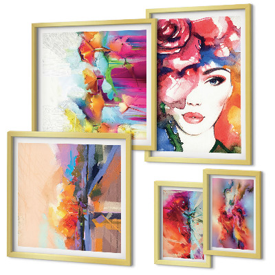 Parede galeria de quadros Retratos abstratos coloridos